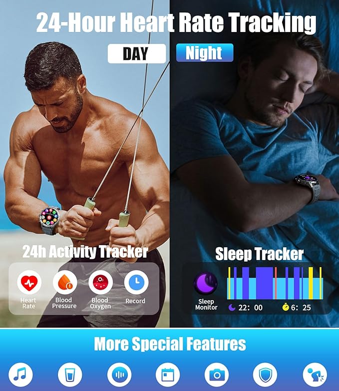 LIGE Military Smart Watch for Men with 80-Days Standby(710mAh)/Flashlight/50M Waterproof/1.85" HD Large Screen,100+ Sports Fitness Tracker Watch,Pedometer Mens Smart Watch for Android iPhone