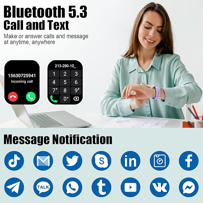 Smart Watch for Men Women, 2025 Release (Answer/Make Call)1.96" HD Fitness Tracker Running Watch,Waterproof,Pedometer,Step/Sleep/Heart Rate Monitor,110+ Sport Mode Smartwatch for Android Phone,Purple