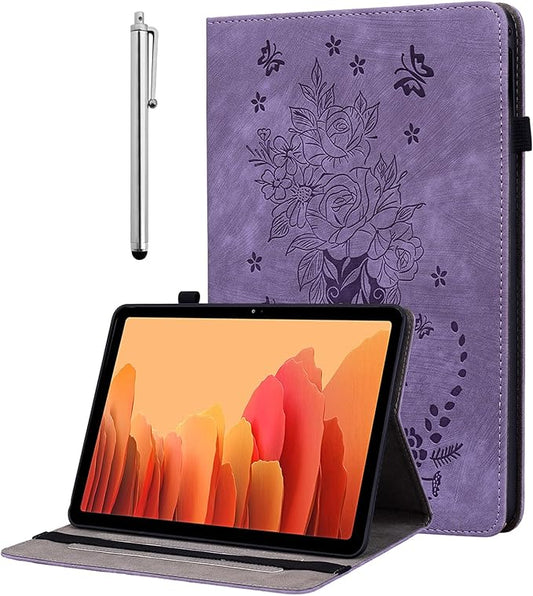 Case for Samsung Galaxy Tab A7 10.4 Inch 2022/2020 (SM-T500/T505/T507), Multi-Angle Flip PU Leather Protective Cover with Stylus Holder for Samsung Tab A7 Case, Purple