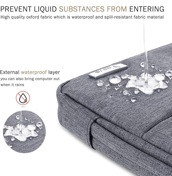 Voova 13 13.6 Inch Laptop Sleeve Case Compatible with MacBook Air 13 M1/M2/M3/M4 2020-2025, MacBook Pro 13/14, IPad Air/Pro 13, Waterproof Slim Computer Bag Cover with Handle, Grey