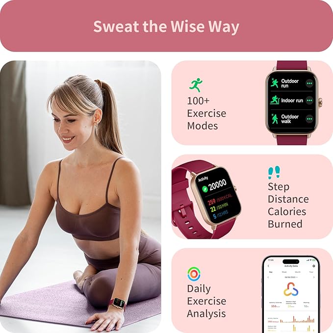 Fitness Tracker, 1.8" Smart Watches with Heart Rate/Blood Oxygen/Sleep Monitor, Alexa Built-in & Answer/Make Calls, Step Counter Fitness Watch with 101+ Sports Mode, IP68 Waterproof for Android iPhone