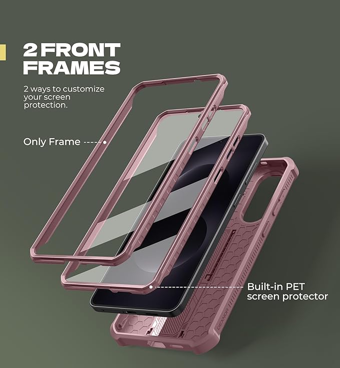 Dexnor for Samsung Galaxy S25 Edge Case with Upgraded Slide Camera Cover & 2 Front Frames & Built-in Screen Protector & Kickstand, Heavy-Duty Rugged Case Full-Body Bumper Protective Cover,Peony Pink