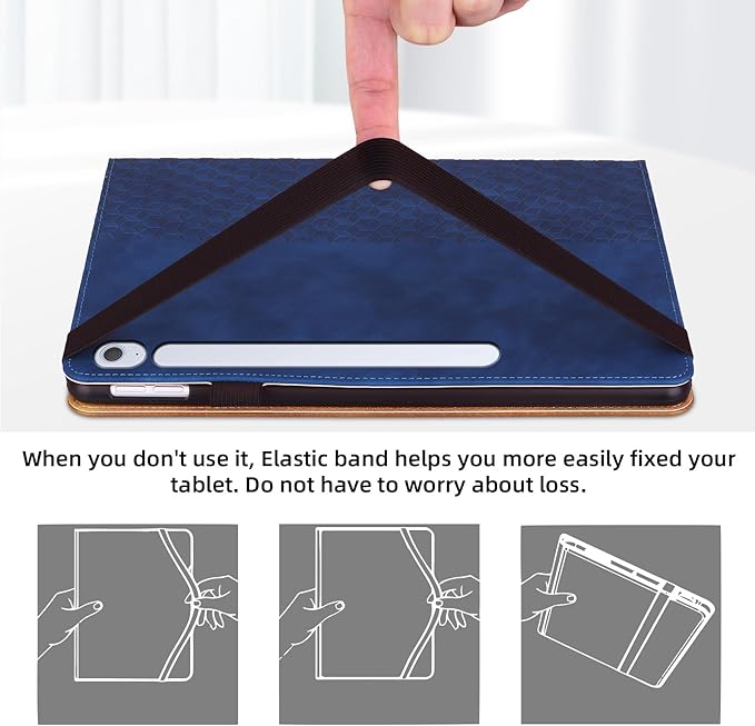 Case for Samsung Galaxy Tab S10 Fe Plus 13.1" 2025, PU Leather Folio Business Protective, Multi-Angle Viewing Stand with Front Pocket, Hand Strap for Galaxy S10 FE+ Blue