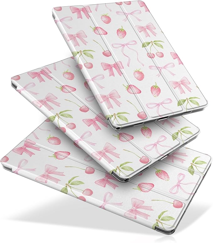 DONGKE Case for Samsung Galaxy Tab A9+/A9 Plus 11 inch 2024 2023 (SM-X210/X216/X218), Slim Stand Hard PC Translucent Back Shell Smart Cover, Auto Wake/Sleep - Cherries