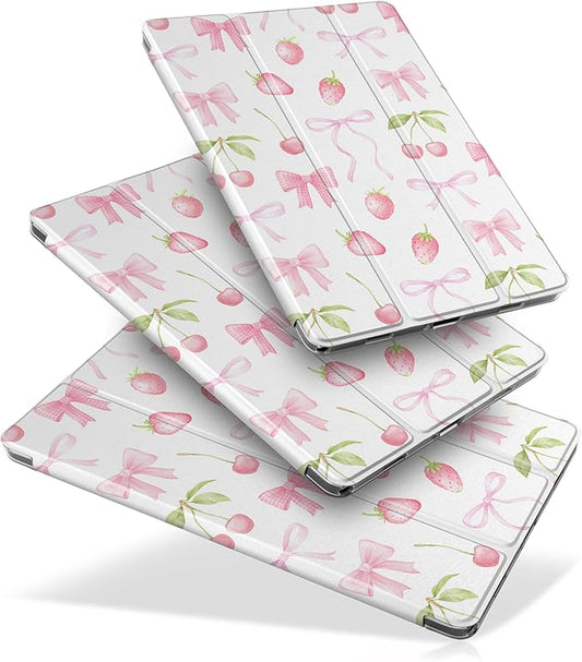 DONGKE Case for Samsung Galaxy Tab A9+/A9 Plus 11 inch 2024 2023 (SM-X210/X216/X218), Slim Stand Hard PC Translucent Back Shell Smart Cover, Auto Wake/Sleep - Cherries