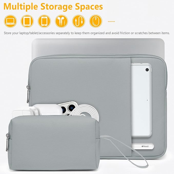 HYZUO 15-16 Inch Laptop Sleeve Bag Set for MacBook Pro 16 M4/M3/M2/M1 Pro/Max, 15" Surface Book, Notebook Case for 15" 15.6" HP Dell Lenovo ThinkBook Asus Acer Samsung Huawei, Rock Gray