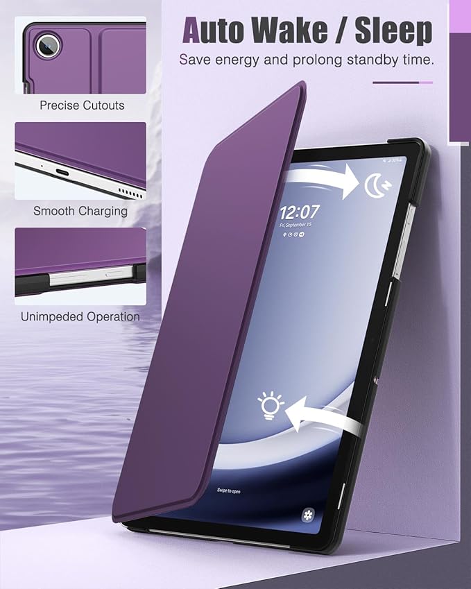MoKo Case for Samsung Galaxy Tab A9 Plus 11-Inch 2023, Multi-Angle Viewing Slim Hard Back Shell Protective Cover Case with Auto Wake/Sleep for Galaxy Tab A9+ Tablet SM-X210/SM-X216/SM-X218, Purple