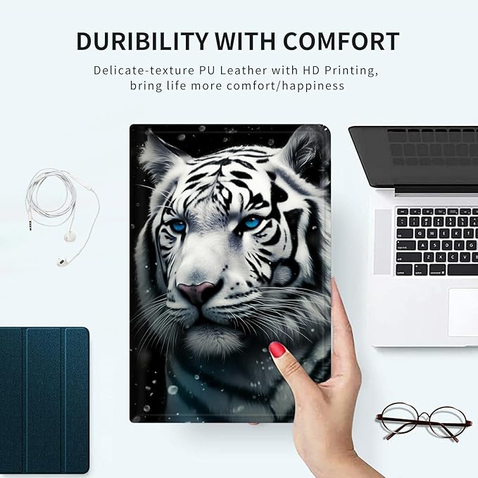 Case for Microsoft Surface Pro 7/7 Plus/Pro 6/5/4/LTE 12.3 Inch PU Leather Slim Lightweight Multiple Angles Stand Smart Cover with Auto Wake/Sleep, Cool Tiger