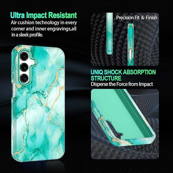 Casetego for Galaxy A16 5G Case,Compatible with MagSafe,[Military Grade Drop Test] Full Body Protection Slim Shockproof Rugged Marble Women Case for Samsung Galaxy A16 5G 6.7 inch,Turquoise