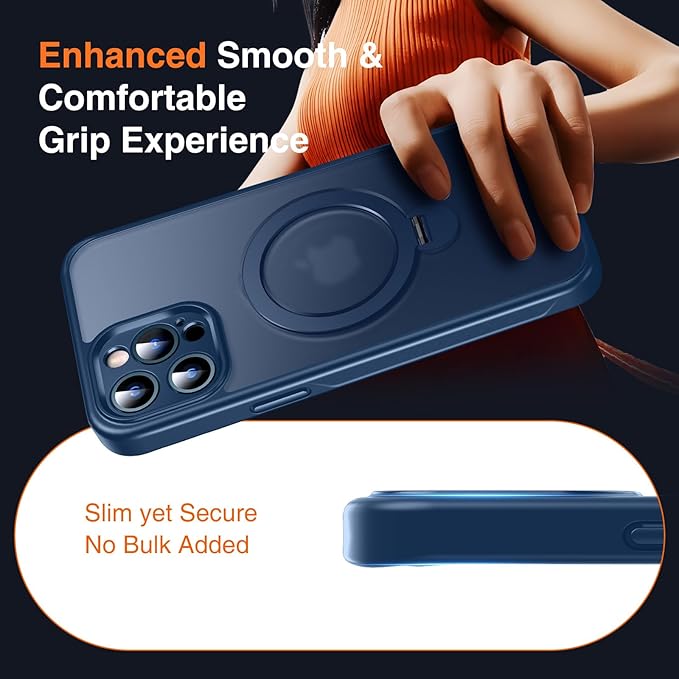 360° O-Ring MagStander for iPhone 12 Pro Max Case with Magnetic Kickstand Ring Holder [Compatible with MagSafe][360°Rotate Stand][Military Shockproof] iPhone 12 Pro Max Phone Cover Blue