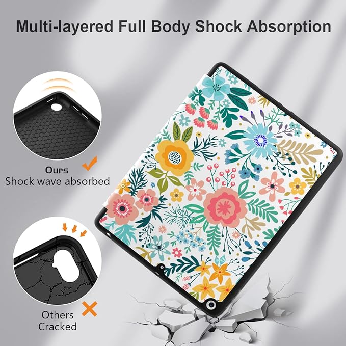 DONGKE Case Compatible with iPad 10.2 Inch 2021 2020 2019 iPad 9th/8th/7th Generation with Pencil Holder, Slim Stand Protective Case with Soft TPU Back, Auto Sleep/Wake Cover, Colorful Floral