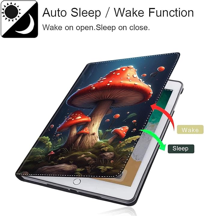 Case for Galaxy Tab A9 Plus ， Auto Sleep/Wake Multi-Angle Viewing Slim Folio Stand Cover for Samsung Galaxy Tab A9+/A9 Plus 11 Inch 2023 (SM-X210/X216/X218), Red Mushroom