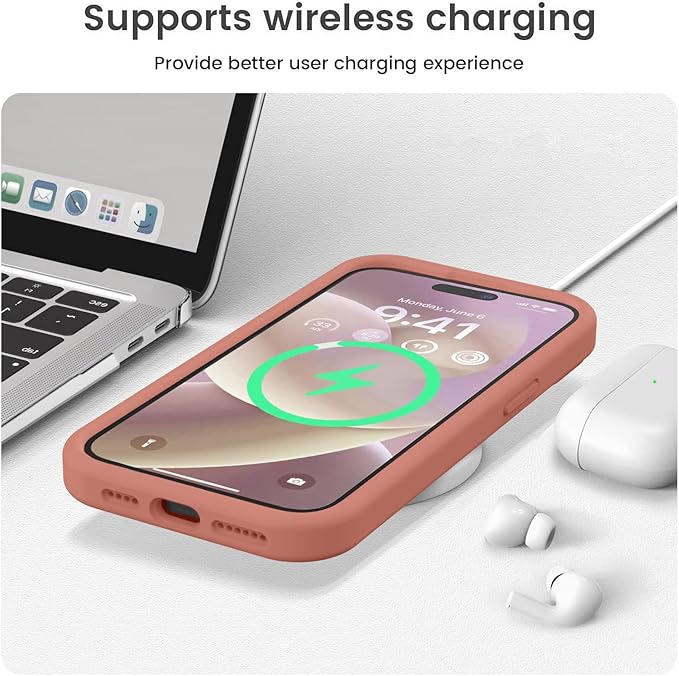 Vooii Compatible with iPhone 15 Pro Case, Upgrade Defender Liquid Silicone, [Camera Protection] [Soft Anti-Scratch Microfiber Lining] Shockproof Phone Case for iPhone 15 Pro 6.1 inch - Caramel