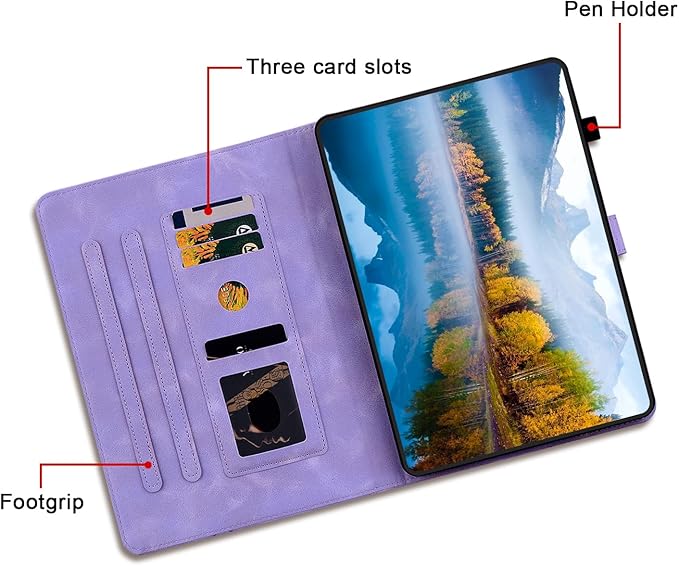 Case for Samsung Galaxy Tab A9+/ A9 Plus 11 inch 2023 SM-X210/ X215/ X216, Magnetic Clasp Stand Premium PU Leather Case with Pen Holder for Galaxy Tab A9 Plus Tablet Case, Purple