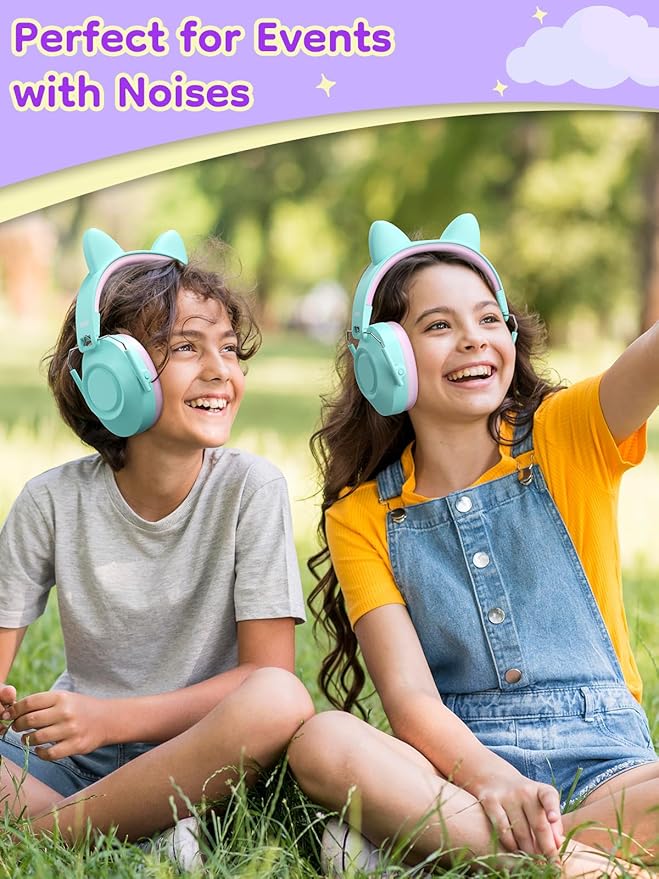 Dr.meter Noise Cancelling Headphones for Kids, SNR 32dB Noise Reduction Safety Ear Muffs for Autism Sensory, Hearing Protection for Monster Jam, Airplane, Firework Show with DIY Stickers -2Pack