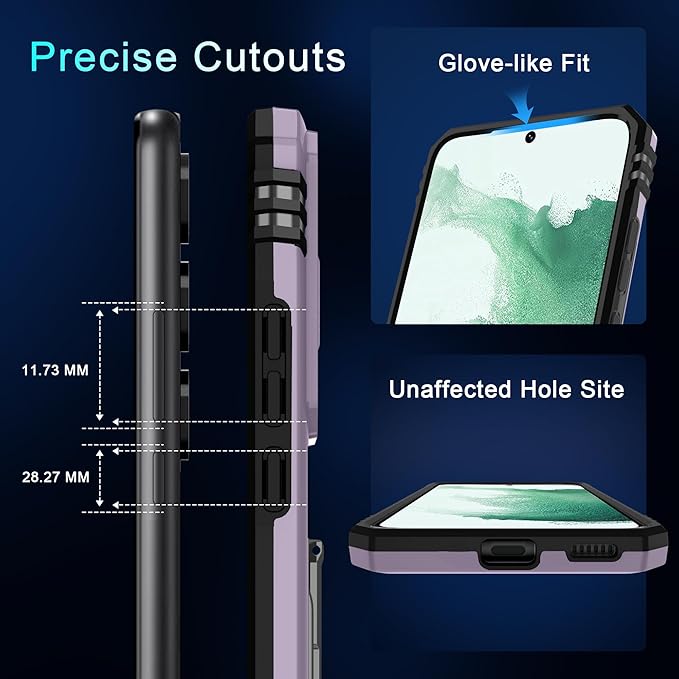 DEERLAMN Case for Samsung Galaxy S23 FE 6.4-Inch with Slide Camera Cover+Screen Protector(1 Pack),Rotated Ring Kickstand Military Grade Shockproof Protective Cover-Deep Purple