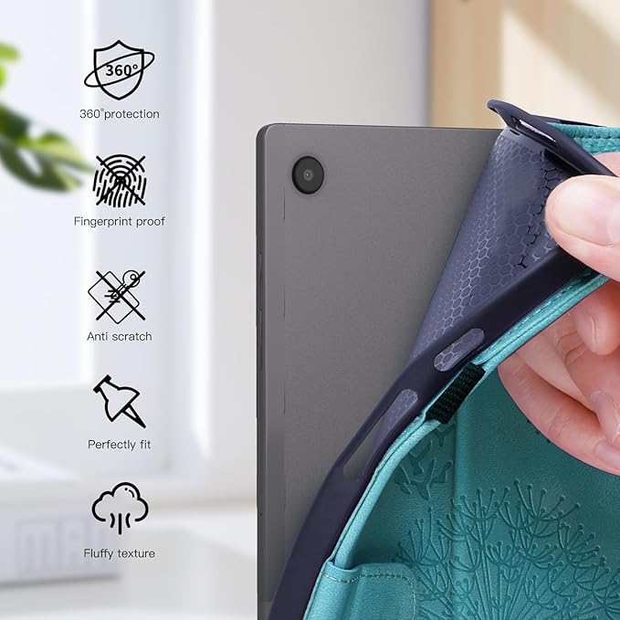 Dandelion Cover for Galaxy Tab A9 Plus Case 5g 11 Inch, Soft Touch Premium Faux Leather Made with Card Slots and Kickstand, Water-Proof Precise Cutouts Compatible with A9+(SM-X210/X216/X218) Blue