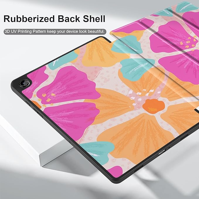 MEEgoodo Case for Samsung Galaxy Tab A9 Plus 11 inch Cover 2024 2023 with S Pen Holder, A9+ Smart Tablet Cases with Leather Trifold Stand+Soft TPU Back Shell+Smart Auto Wake/Sleep, Hand-Drawn Blossom