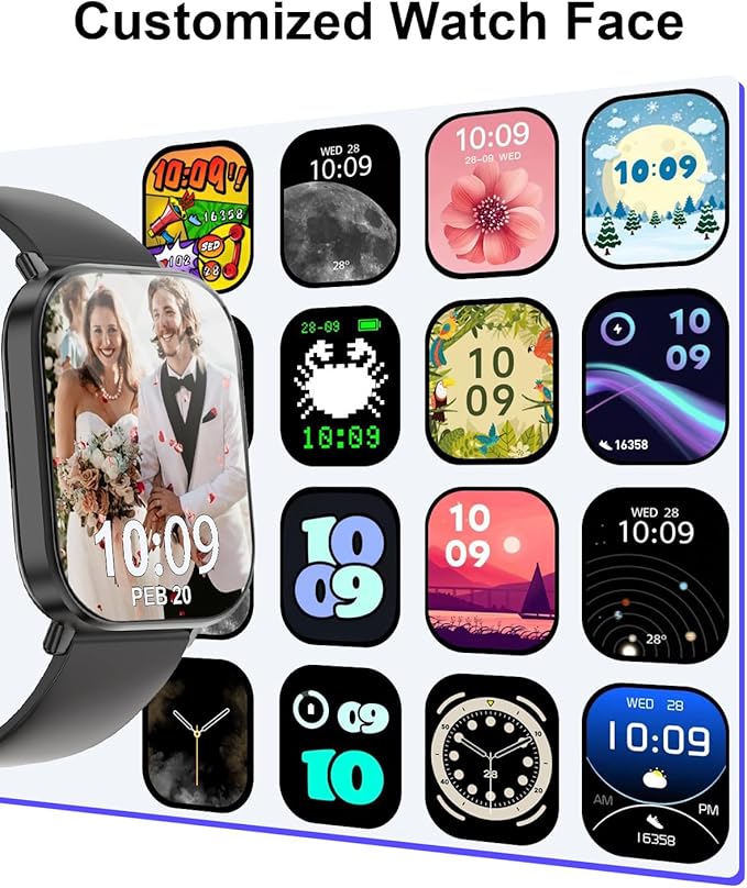 Smart Watch(Answer/Make Calls), 2.01”Smart Watches for Women Men 120+ Sports Modes Fitness Tracker with Blood Pressure/Heart Rate/Sleep Monitor, IP68 Waterproof Activity Tracker for Android and iPhone