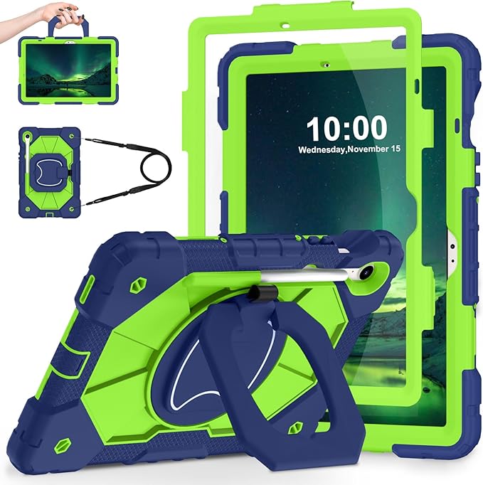 WESOROL Case for Samsung Galaxy Tab S10 Lite/S10 FE/S9 FE 10.9 Inch (2025/2023) Galaxy Tab S9 11 Inch,Shockproof Cover for Samsung S9 FE with Rotating Stand Screen Protector Pencil Holder,Navy Green