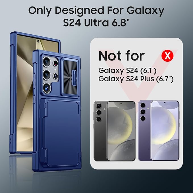 for Samsung Galaxy S24 Ultra Wallet Case with RFID Blocking Card Holder, Camera Cover and Kickstand, Full Body Shockproof Wallet Case for S24 Ultra 6.8Inch 2024 for Women Men-Blue(Upgraded)