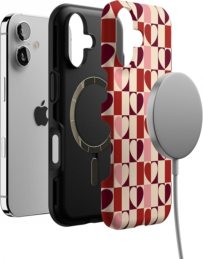 Casely iPhone 17 Case | Love's a Game | Retro Hearts | Bold Protective Design | Compatible with MagSafe