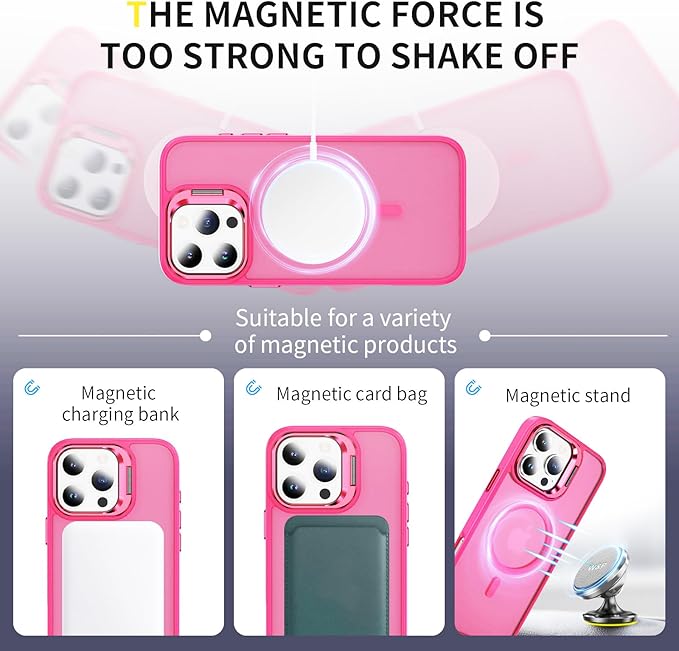 for iPhone 16 Pro Max Case Magnetic for 16 ProMax, [Compatible with Magsafe] [Supports Wireless Charging] Slim Magnetic Case for iPhone 16 Pro Max, Pink