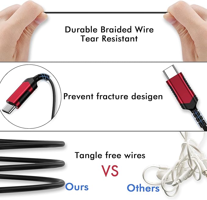 USB C Headphone Type C Earphone Magnetic Wired Earbuds for iPhone 17 Pro Max 16 16e 15 Plus for Samsung S25 S24 A53 A54 S23 FE for iPad A16 10 Pixel 8 9 Noise Canceling in-Ear Headset with Microphone