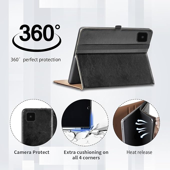 Case for Samsung Galaxy Tab A7 10.4 Inch 2020 (SM-T500/T505/T507) - PU Leather Folio Stand Case with Hand Starp and Pocket, Auto Wake/Sleep Smart Tablet Cover, Black