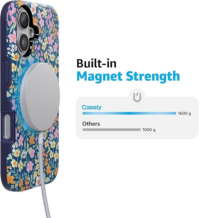 Casely iPhone 17 Case | Full Bloom | Navy Floral | Compatible with MagSafe | Bold Protective Design