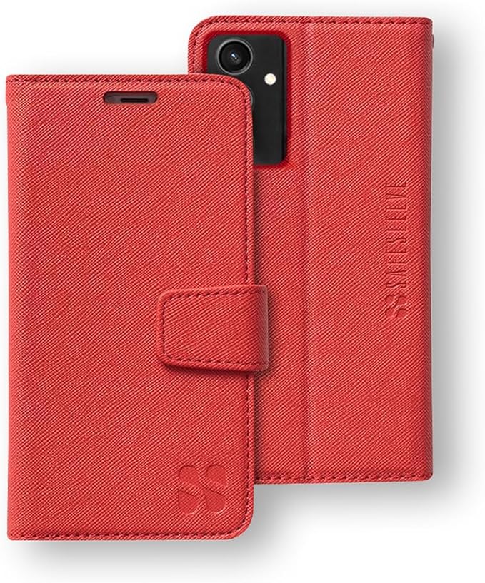 SafeSleeve EMF Protection Anti Radiation Samsung Galaxy Case: Galaxy S24 RFID EMF Blocking Wallet Cell Phone Case (Red)