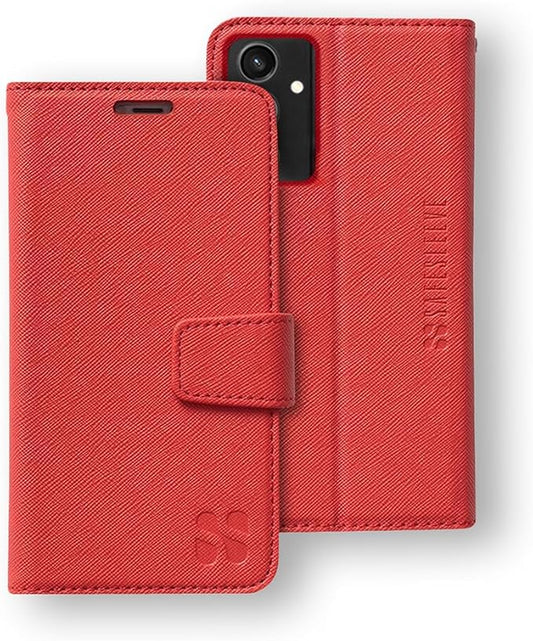 SafeSleeve EMF Protection Anti Radiation Samsung Galaxy Case: Galaxy S24 RFID EMF Blocking Wallet Cell Phone Case (Red)