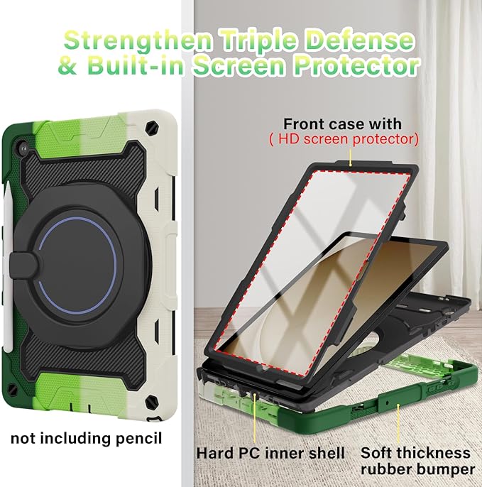 ROISKIN Case for Galaxy Tab A9 Plus 5G/ A9+ 11 Inch with HD Screen Protector & Shoulder Strap,Heavy Duty Military Case for Samsung Galaxy A9 Plus SM-X210/X216/X218 - Rotating Stand for Kids