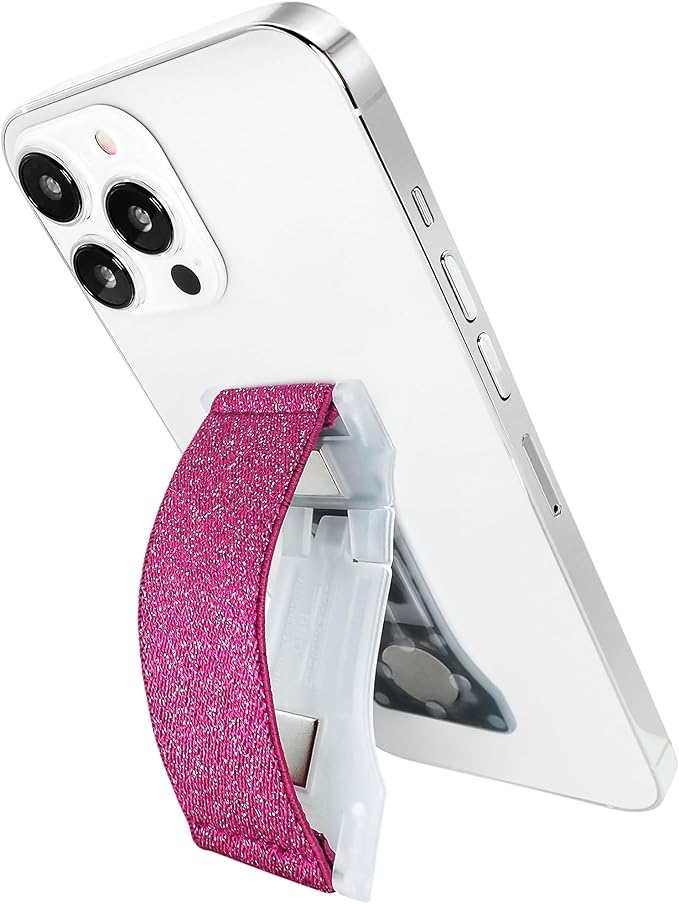 LOVEHANDLE PRO Premium Phone Grip - Elastic Phone Strap - Magnetic Phone Mount and Kickstand for Smartphone and Tablet - Cranberry Glitter
