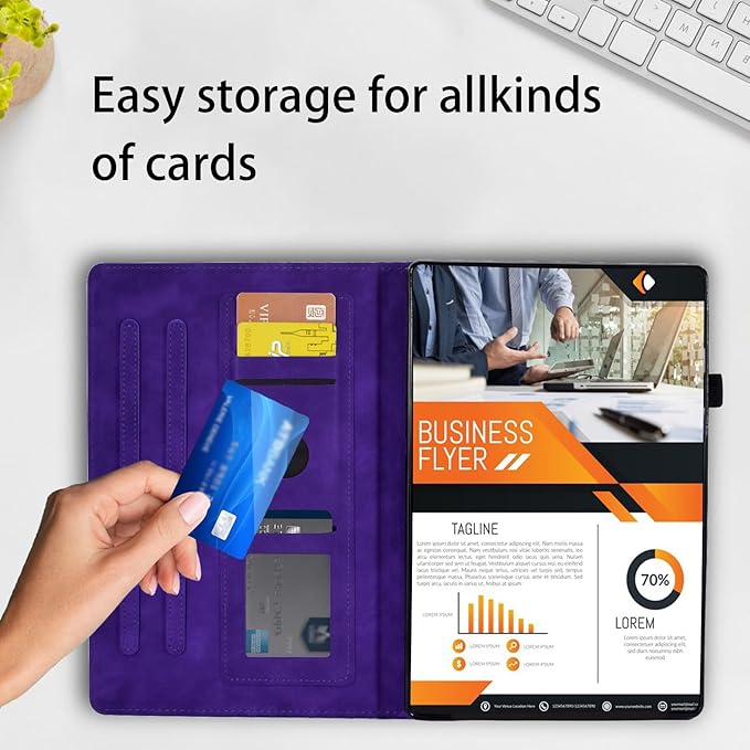 Case for Nook 9" Lenovo Tablet 2024 / Lenovo Tab M9 (TB-310FU) 2023 PU Leather Folio Magnetic Cover Card Holder with Stylus Loop for M9 Tablet Case,Purple