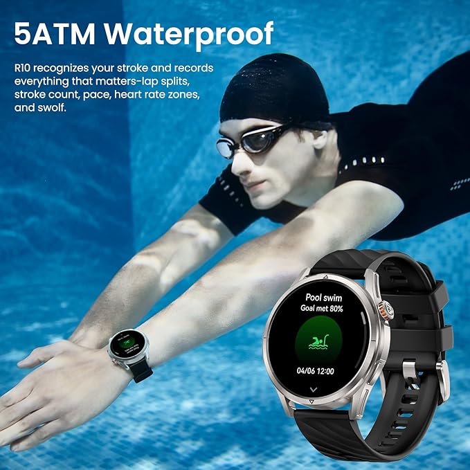 KOSPET Magic R10 Smart Watch for Men Women with GPS, 50-Day Battery Life, 1.43" AMOLED, 5ATM Waterproof Fitness Watch with Heart Rate/Sleep Tracker, Voice Assistants (Silver)