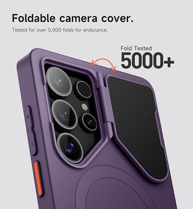 SURITCH for Samsung Galaxy S25 Ultra Phone Case, Magnetic Protective Cover with Camera Cover & Adjustable Metal Kickstand for Galaxy S25 Ultra (2025)-Dark Purple