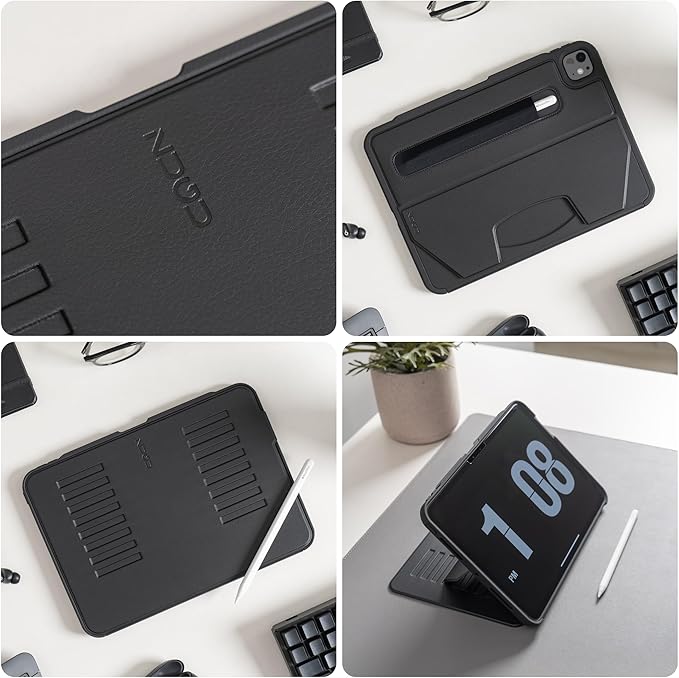 Zugu Case for iPad Pro 11 (M4) 2024, Slim Protective Cover with Apple Pencil Holder, Auto Wake/Sleep, Multiple Viewing Angles, iPad Pro 11 Inch Cover, Phone Protector, Black