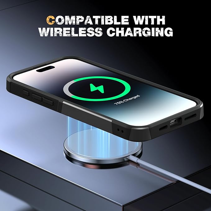 Diaclara Designed for iPhone 14 Pro Case, [with Privacy Screen Protector] [Anti Spy] [Military Grade Drop Protection] Heavy Duty Full-Body Shockproof Phone Case, Black