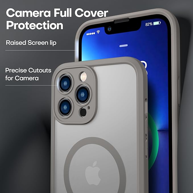 ImpactStrong Magnetic Guard Designed for iPhone 13 Pro Case [Camera Protection] [Military Grade Drop Tested] [Compatible with MagSafe] Slim Translucent Matte Phone Case (6.1") - Gray