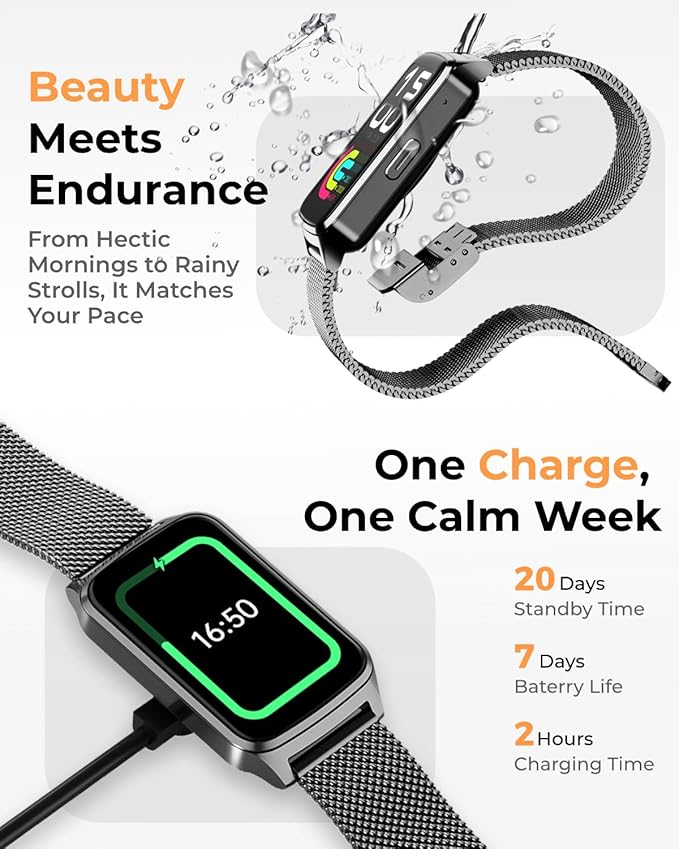 Fitness Tracker Watch for Women Men, Step Counter Work For iPhone and Android, IP68 Waterproof, Activity Track with Calorie, Sleep Monitor, 110+ Sports Modes Pedometer Smart Smartwatch (Black, 1.57)