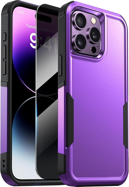 Diaclara Designed for iPhone 14 Pro Max Case, [with Privacy Screen Protector] [Anti Spy] [Military Grade Drop Protection] Heavy Duty Full-Body Shockproof Phone Case, Purple