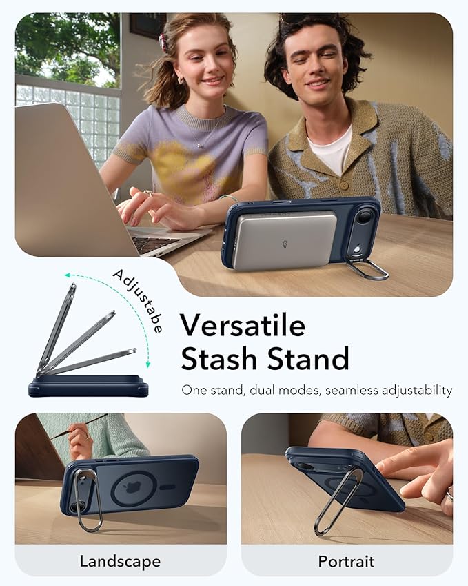 ESR for iPhone Air Case with Stand, Camera Control Cover Compatible with MagSafe, Military-Grade Drop Protection Magnetic Phone Case for iPhone 17 Air Case, Scratch-Resistant Back Cover,Frosted Blue