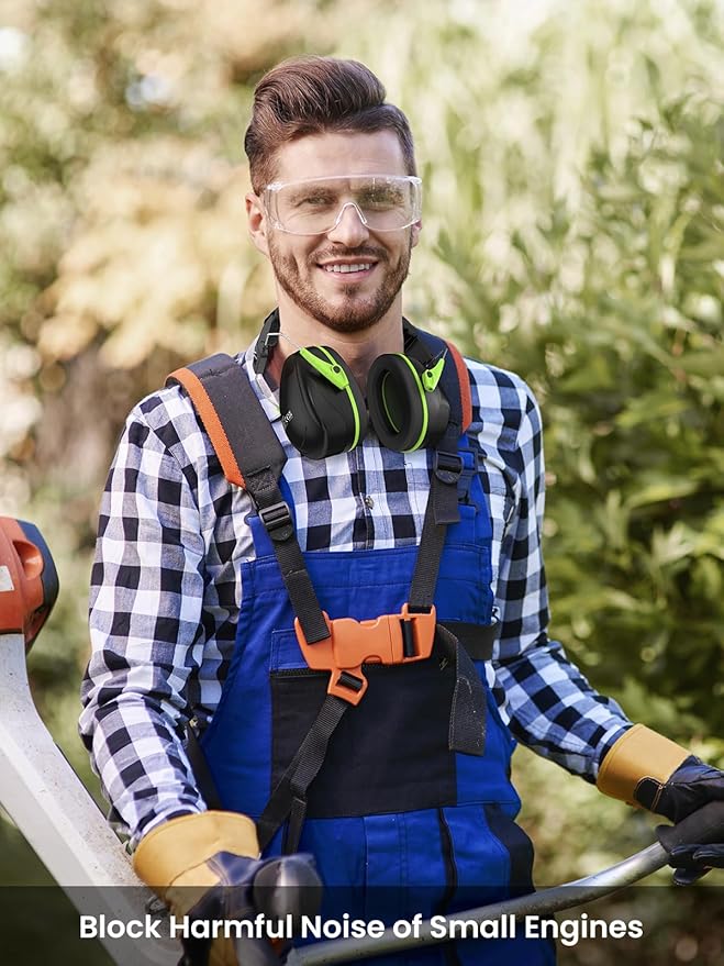 Dr.meter Hearing Protection Ear Muffs, 31dB Noise Reduction Safety Earmuffs for Adults Kids Autism Sensory, Range Ear Protection Earmuff for Mowing, Concentration and Garden Work