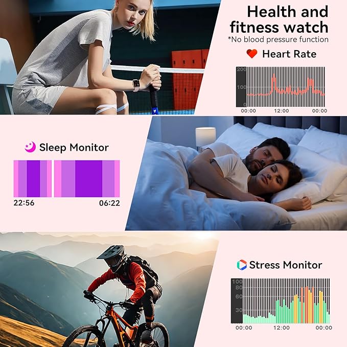 Smart Watch for Men Women, 1.83" HD Touchsreen, Bluetooth Calling, 5 ATM Water-Resistance, 130+ Sports Modes, Health, Fitness & Sleep Tracker, Timer, Fitness Watch for Android/iOS, Pink