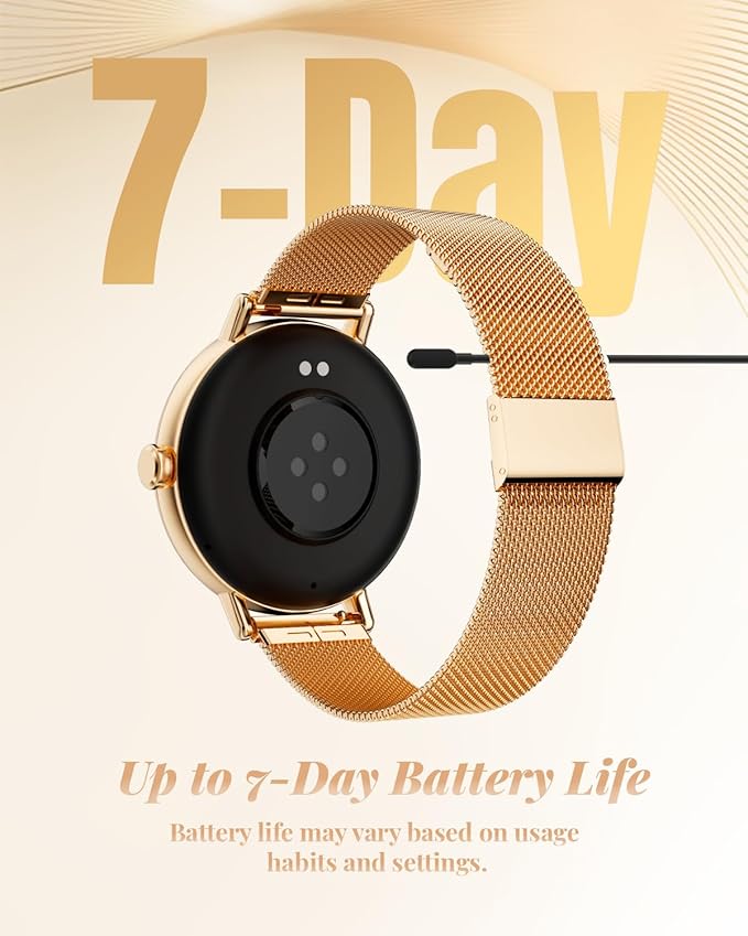 Smart Watch for Women with Two Bands, Fitness Tracker Watch, Heart Rate Monitor, Step Counter, Android & iOS Phones Compatible, Answer/Make Calls, HD Touchscreen, IP68 Waterproof, Rose Gold