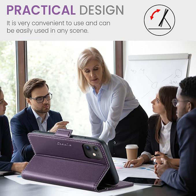 for iPhone 11 Case, Premium PU Leather Wallet Case Flip Cover with [RFID Blocking][Card Holder][Stand Function] Shockproof Protective for iPhone 11, Purple