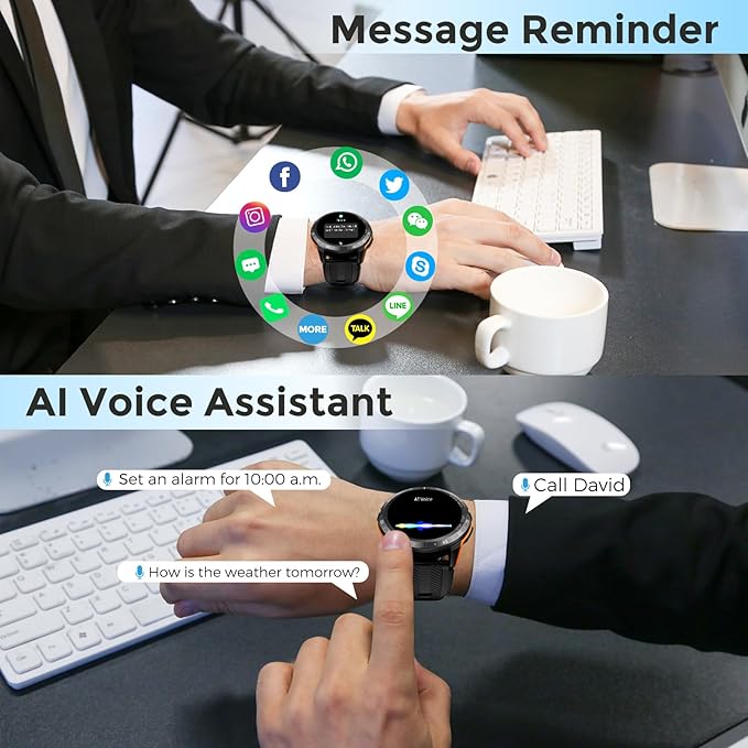 VIRAN Smart Watches for Men, 1.43'' AMOLED Fitness Watch with Pedometer and Heart Rate/Sleep/BP/Spo2 Monitor, Military Smart Watch for Android Phones and iPhone Compatible, 120+ Sports Modes (Orange)