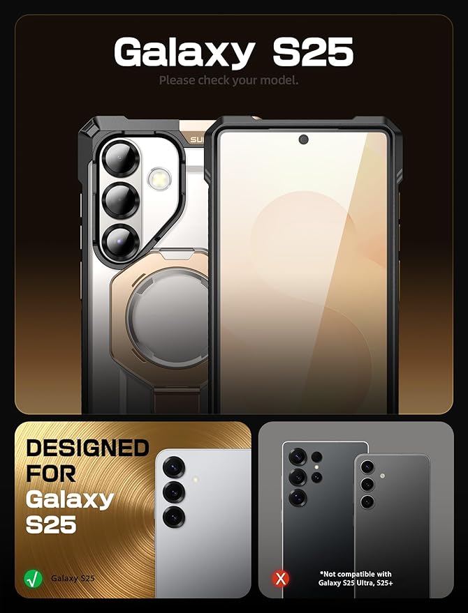 SUPCASE for Samsung Galaxy S25 Case with Stand (Unicorn Beetle Grip), [Compatible with MagSafe] [Military-Grade Drop Protection] Heavy Duty Shockproof Magnetic Phone Case for Galaxy S25 6.2", Desert