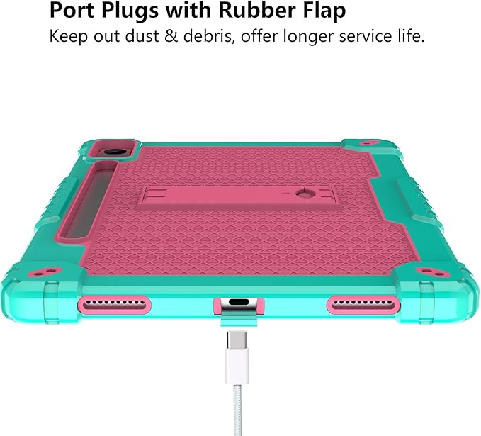 Case for Lenovo Tab P12 12.7 Inches Tablet Case,Heavy-Duty Drop-Proof Shockproof Hybrid Kids Protective Case for Lenovo tab P12/Xiaoxin Pad Pro 12.7" Tablet Case TB370FU/TB371FC (Green/Pink)